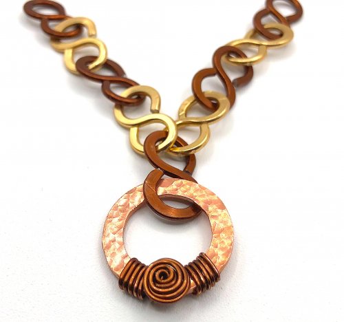 Kristal Wick's Enter Fall Necklace - , Contemporary Wire Jewelry, Coiling, Coiling Wire, Wire Coiling, Forging, Forging Jewelry, Jewelry Forging, Spirals, Wire Spiral, Spiral Wire Wrap, Oxidizing Wire, Oxidizing, Antiquing Wire, Antiquing, Texturing, enter fall necklace